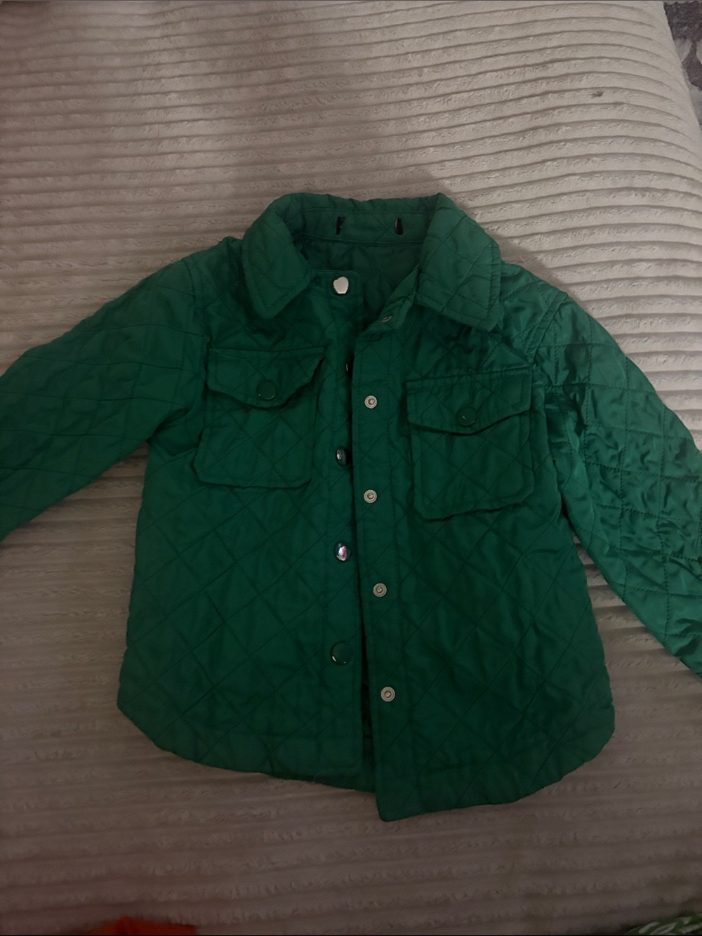 Quilted Green Button-Up Jacket
